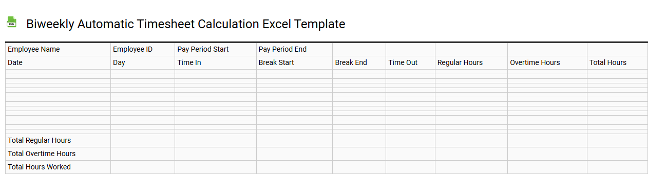 Biweekly automatic timesheet calculation Excel template