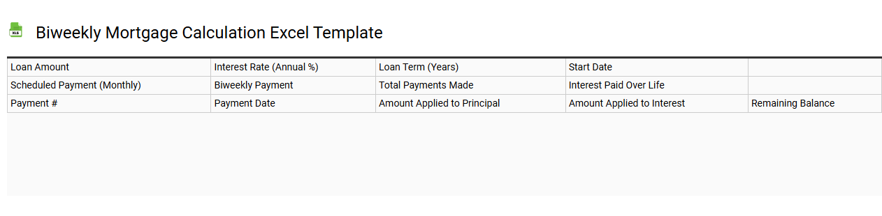 Biweekly mortgage calculation Excel template