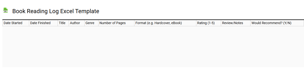 Book reading log Excel template