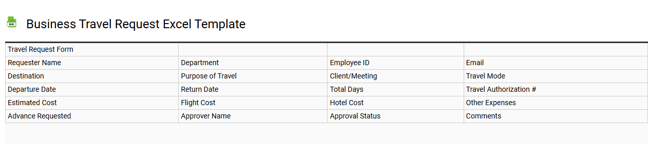 Business travel request Excel template