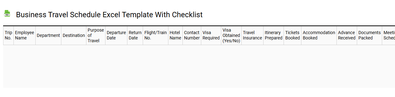Business travel schedule Excel template with checklist