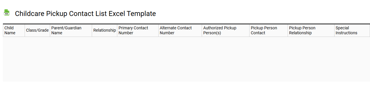 Childcare pickup contact list Excel template