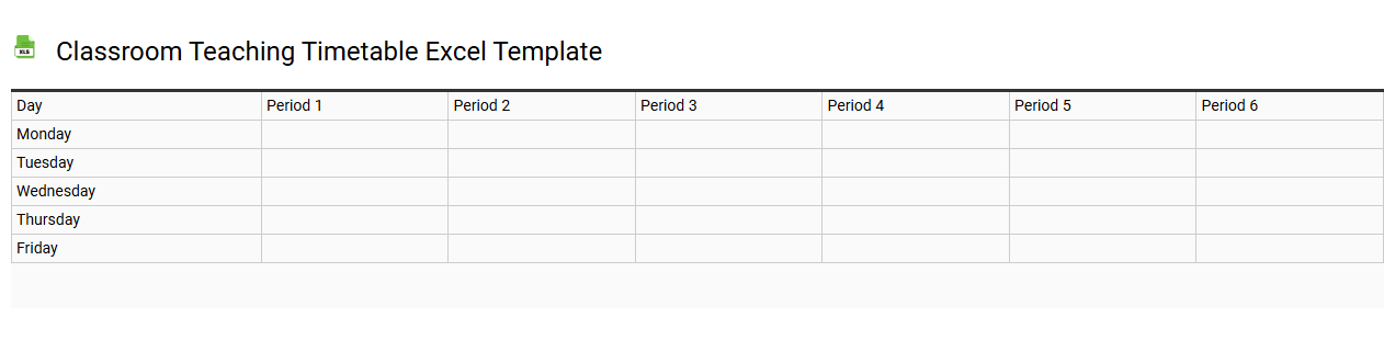 Classroom teaching timetable Excel template