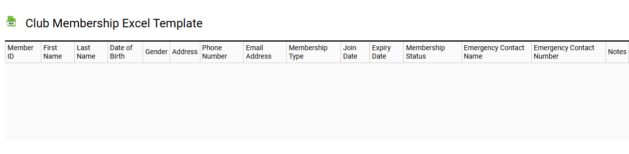 Club membership Excel template