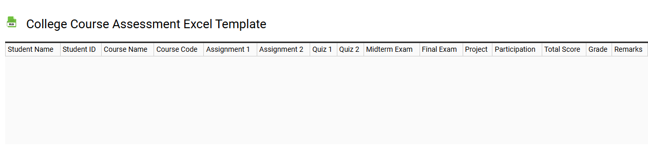 College course assessment Excel template