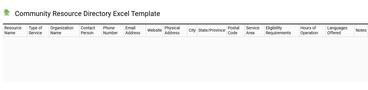 Community resource directory Excel template