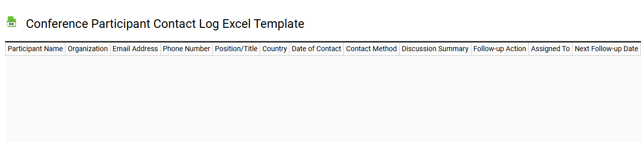Conference participant contact log Excel template