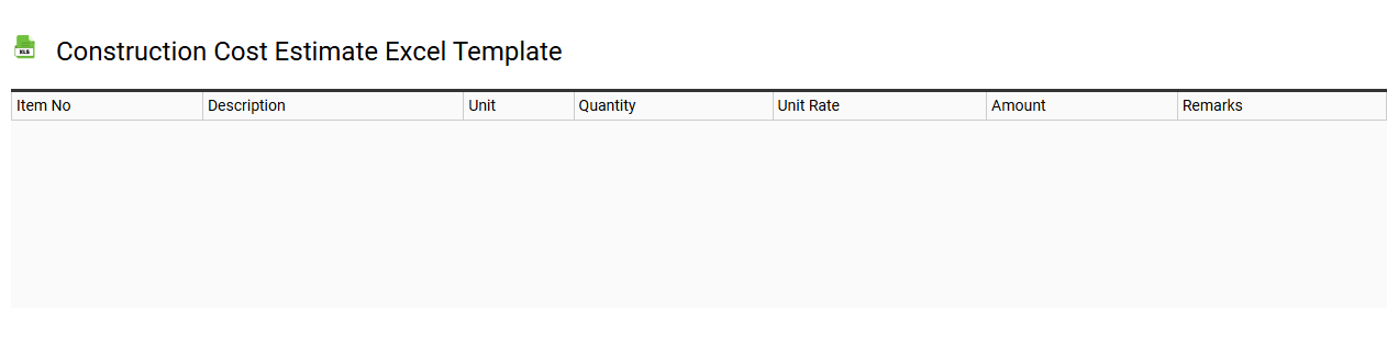 Construction cost estimate Excel template