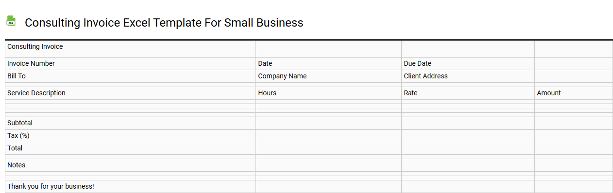 Consulting invoice Excel template for small business