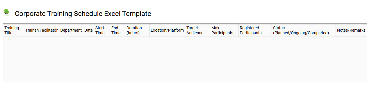Corporate training schedule Excel template