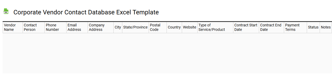 Corporate vendor contact database Excel template
