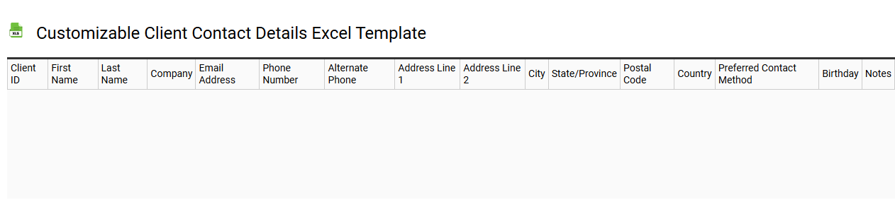 Customizable client contact details Excel template