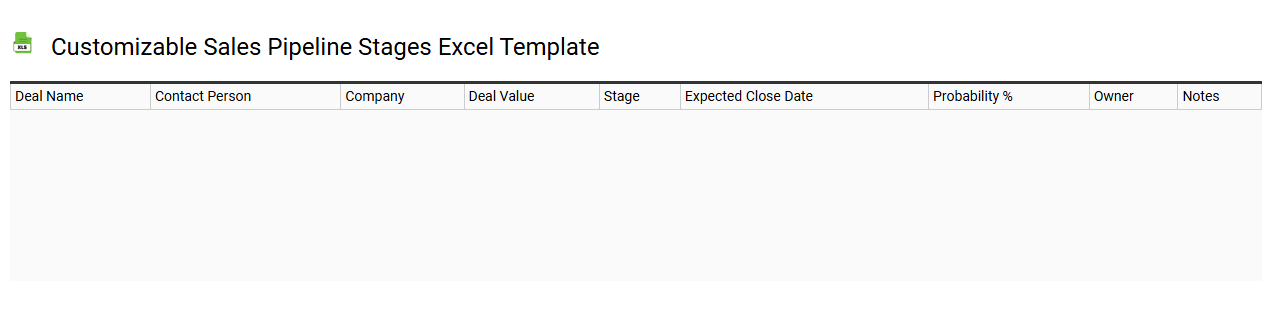 Customizable sales pipeline stages Excel template