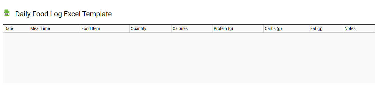 Daily food log Excel template