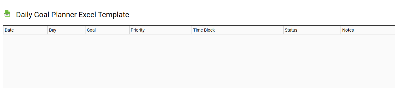 Daily goal planner Excel template