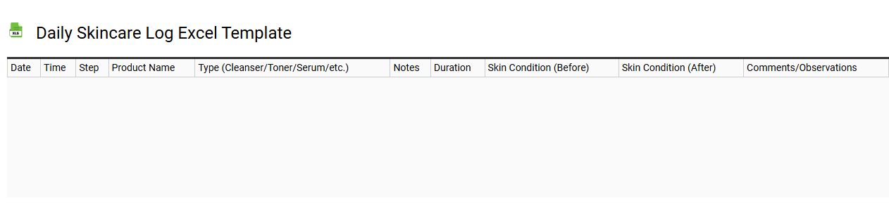 Daily skincare log Excel template