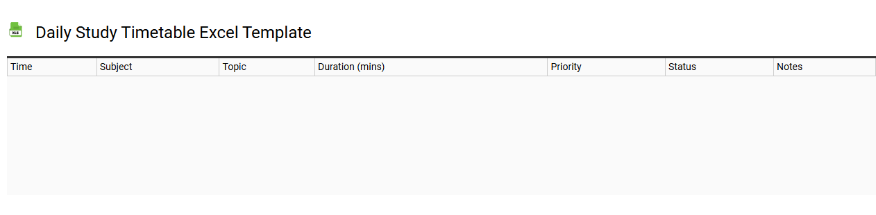 Daily study timetable Excel template