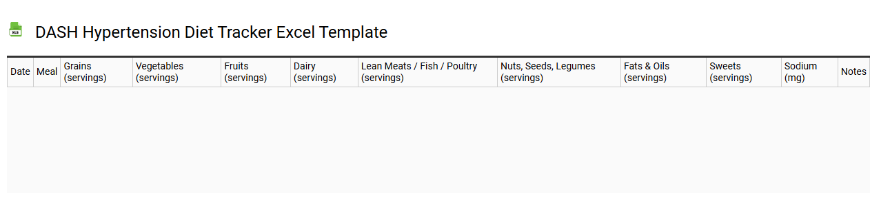 DASH hypertension diet tracker Excel template
