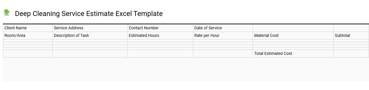 Deep cleaning service estimate Excel template