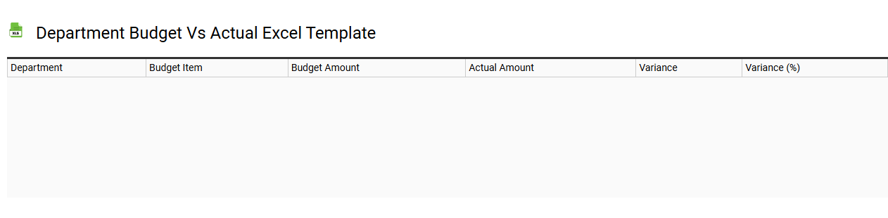 Department budget vs actual Excel template