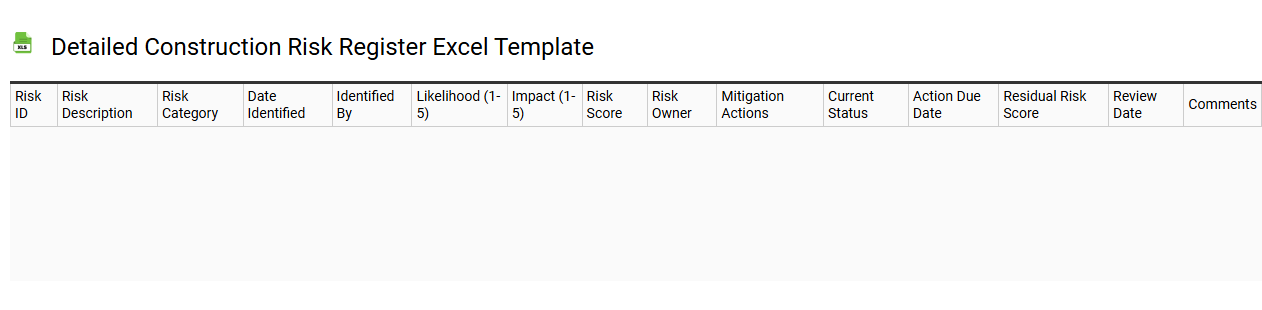 Detailed construction risk register Excel template