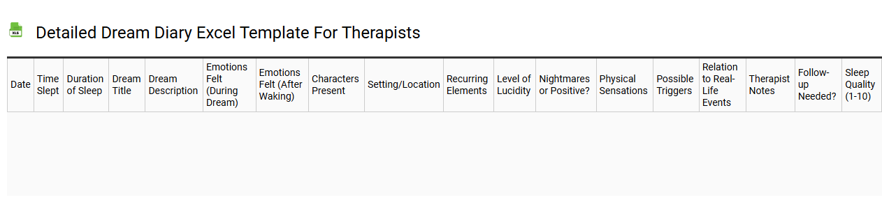 Detailed dream diary Excel template for therapists