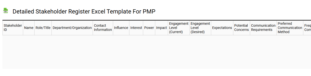 Detailed stakeholder register Excel template for PMP