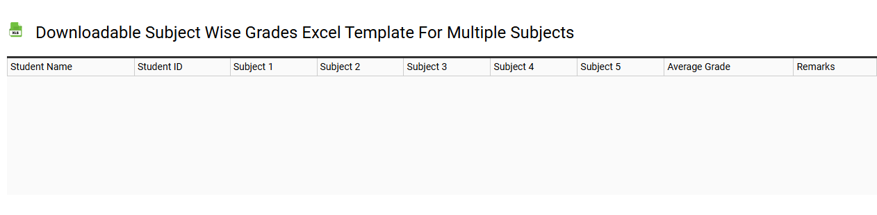 Downloadable subject wise grades Excel template for multiple subjects