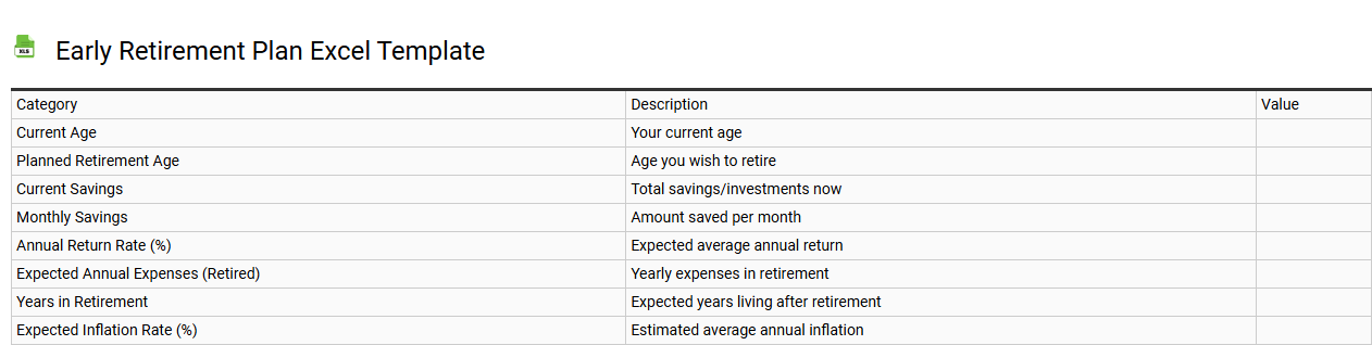 Early retirement plan Excel template