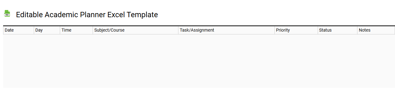 Editable academic planner Excel template