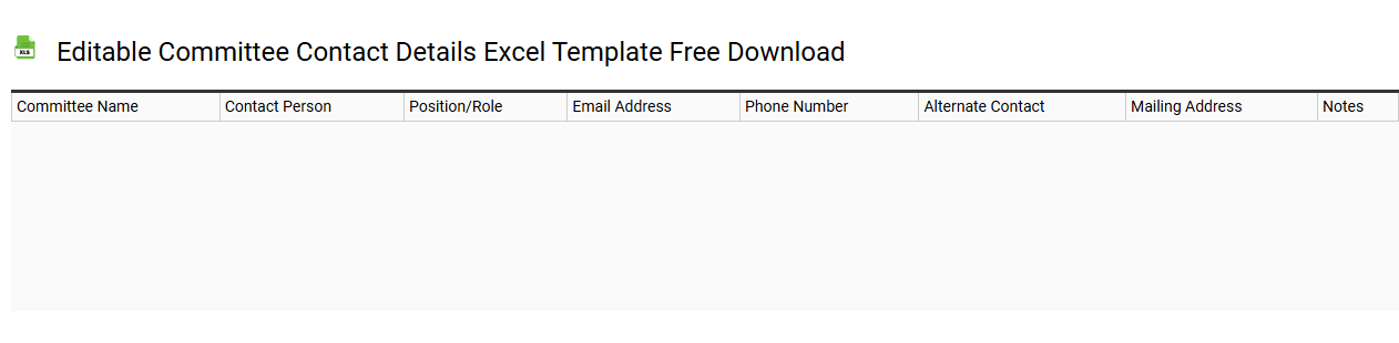 Editable committee contact details Excel template free download