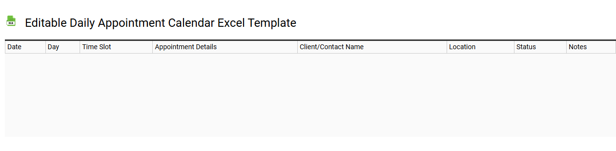 Editable daily appointment calendar Excel template