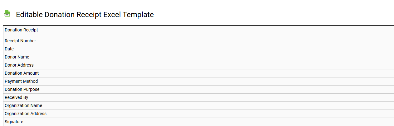 Editable donation receipt Excel template