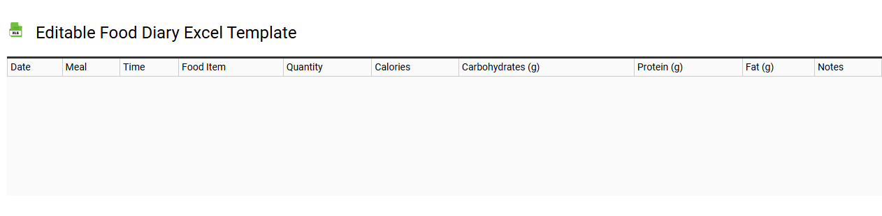 Editable food diary Excel template