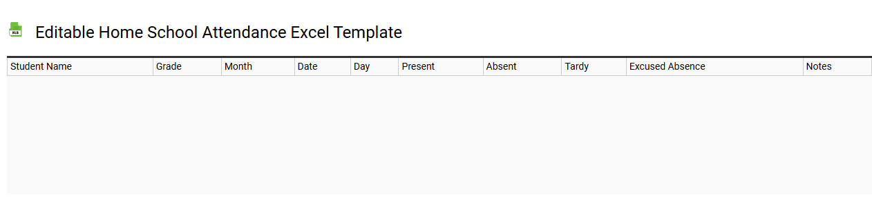 Editable home school attendance Excel template