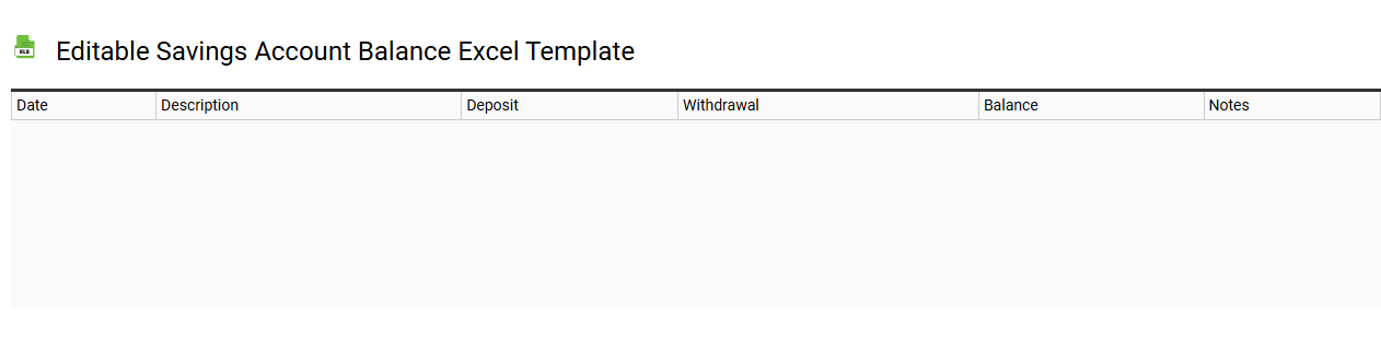 Editable savings account balance Excel template