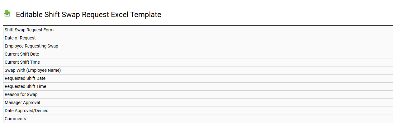 Editable shift swap request Excel template