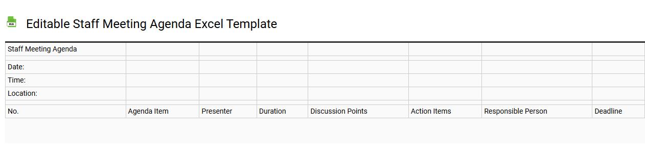 Editable staff meeting agenda Excel template