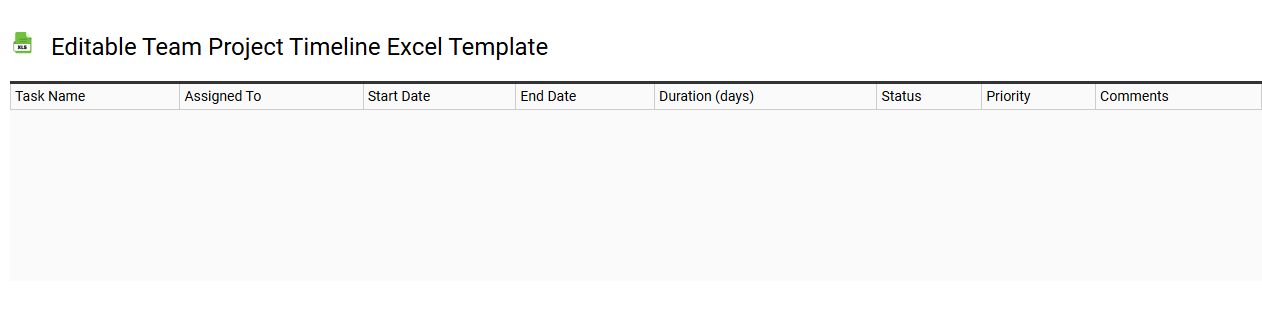 Editable team project timeline Excel template