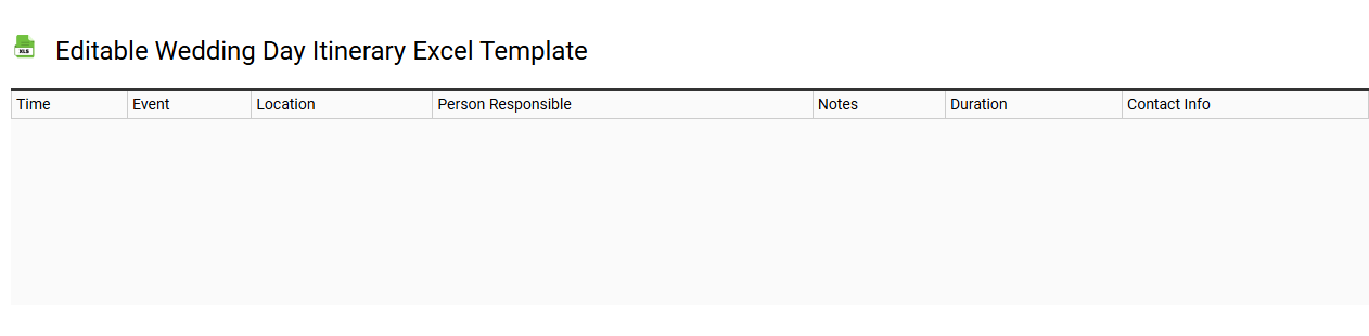 Editable wedding day itinerary Excel template