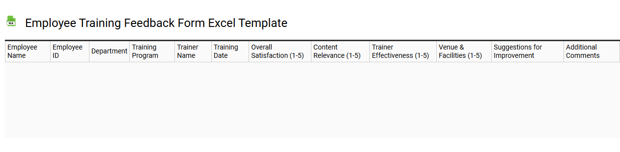 Employee training feedback form Excel template