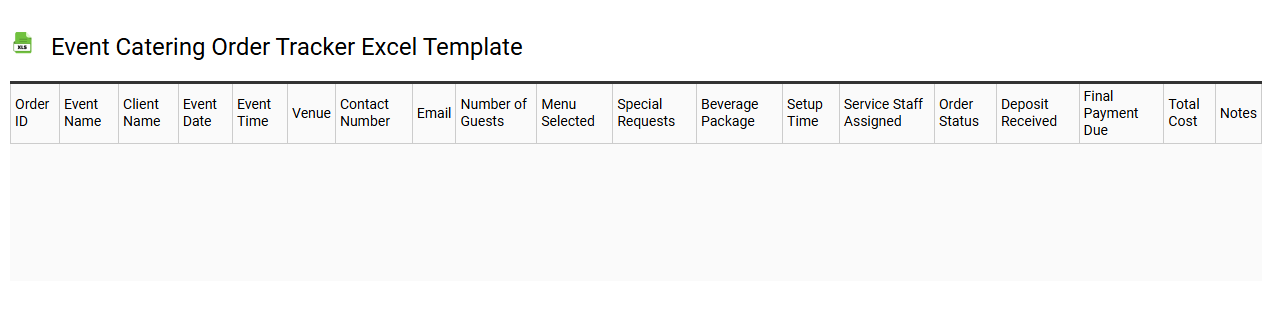 Event catering order tracker Excel template