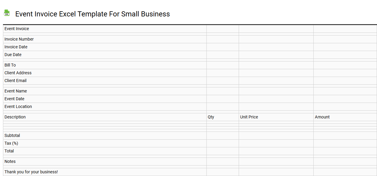 Event invoice Excel template for small business