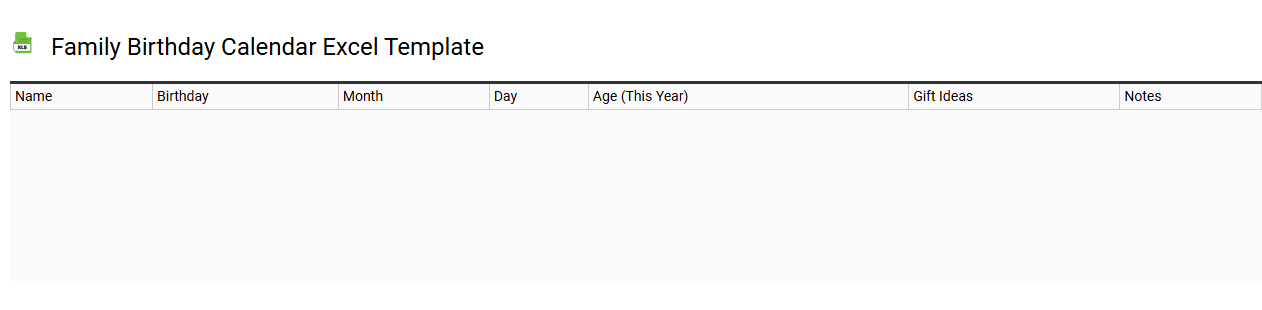 Family birthday calendar Excel template