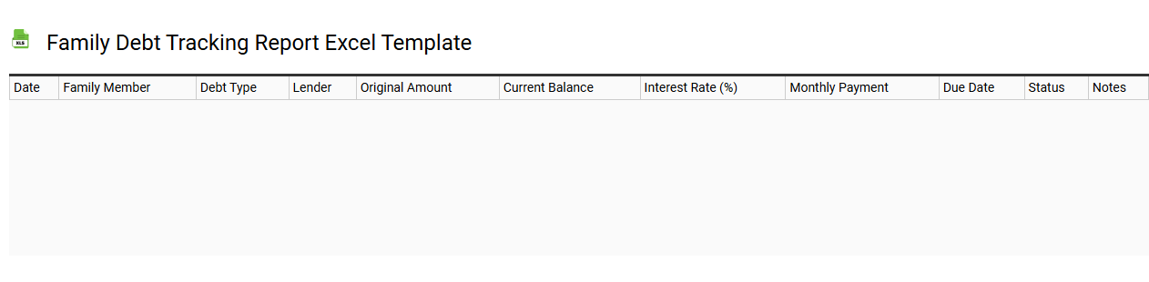 Family debt tracking report Excel template