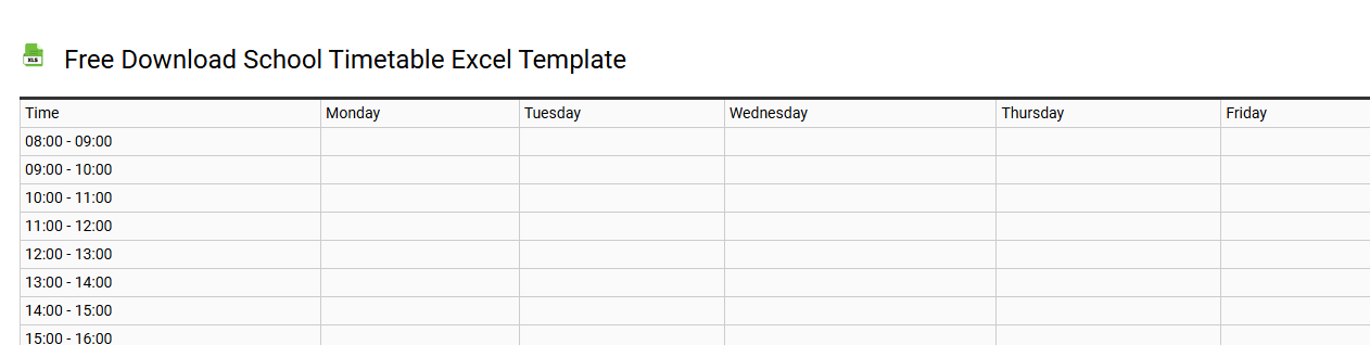 Free download school timetable Excel template