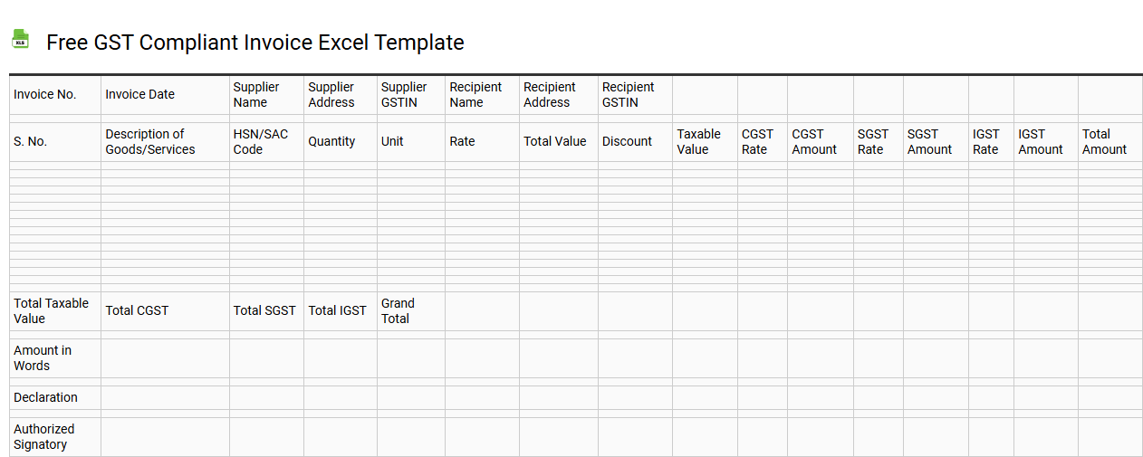 Free GST compliant invoice Excel template