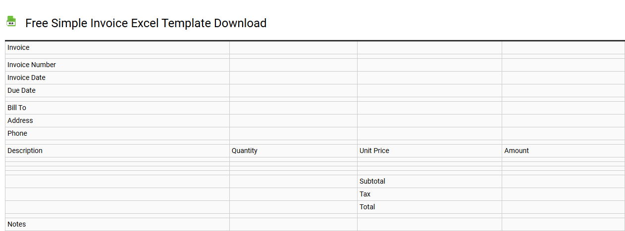Free simple invoice Excel template download