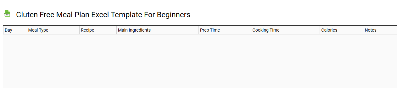 Gluten free meal plan Excel template for beginners