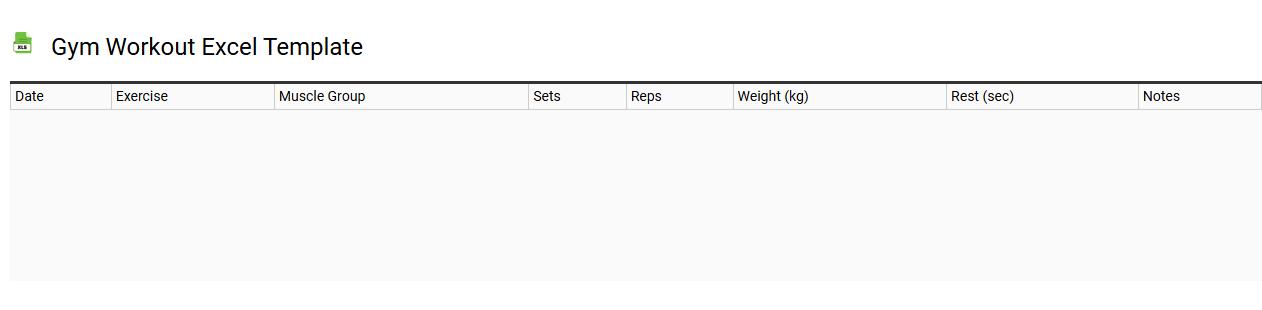 Gym workout Excel template